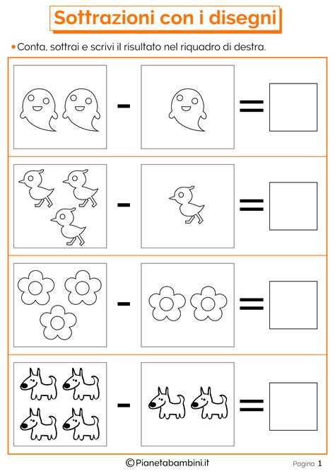 Addizioni E Sottrazioni Con Disegni Per Bambini Pianetabambiniit