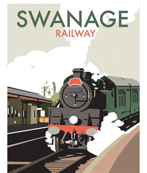 Swanage Railway Train Posters Retro Travel Poster Vintage Travel