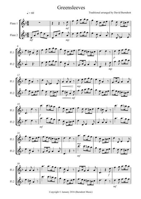 .on the flute, advanced, vol. Greensleeves For Flute Duet By Traditional - Digital Sheet Music For Score,Set Of Parts ...