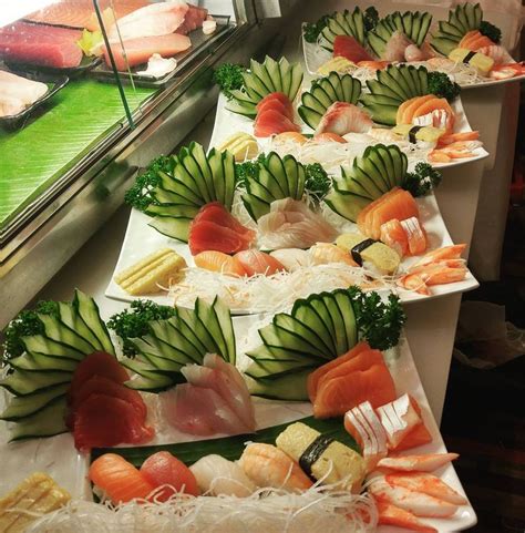 Many Different Types Of Sushi Are On Display