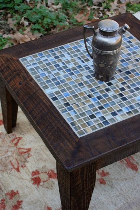 As the tiles are not grouted and just fixed with a basic enough adhesive, i don't think the tile coffee table would survive for. Small Coffee Table, Tile Mosaic, Reclaimed Wood, Rustic ...