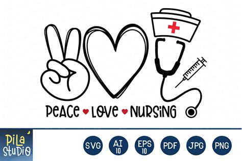 Peace Love Nursing Graphic by Pila Studio · Creative Fabrica
