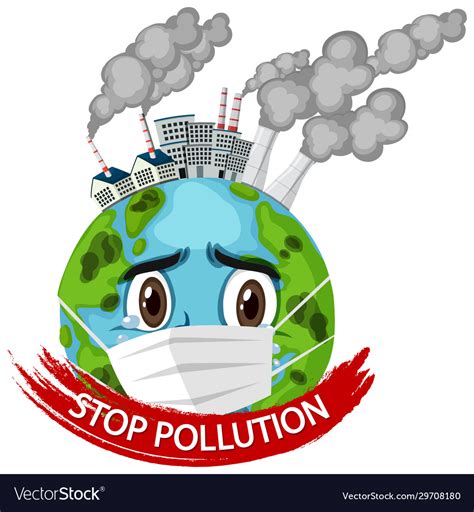 Poster Design For Stop Pollution With Earth Vector Image