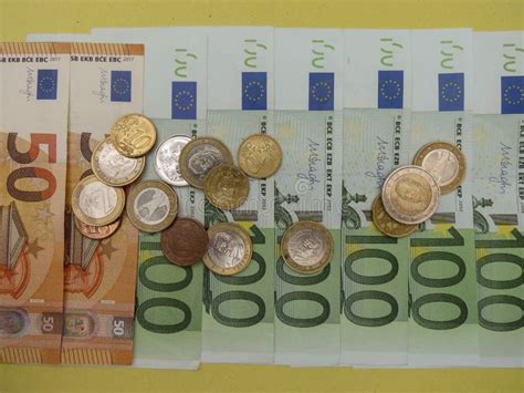 Euro Notes And Coins European Union Stock Image Image Of Banknotes