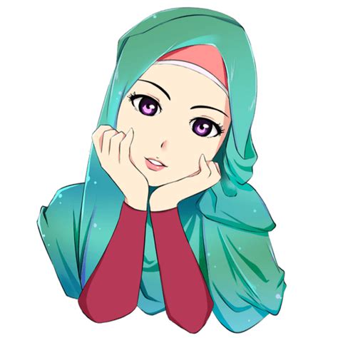 gambar kartun muslimah lucu jilbab hijau kartun muslimah