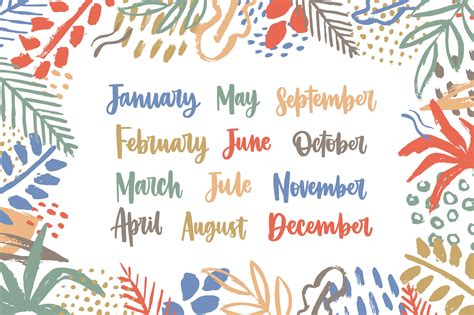 Months Of The Year Lettering Pre Designed Photoshop Graphics