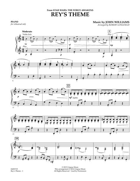 Reys Theme From Star Wars The Force Awakens Piano Sheet Music