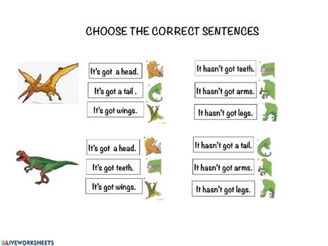 Choose the correct sentences worksheet