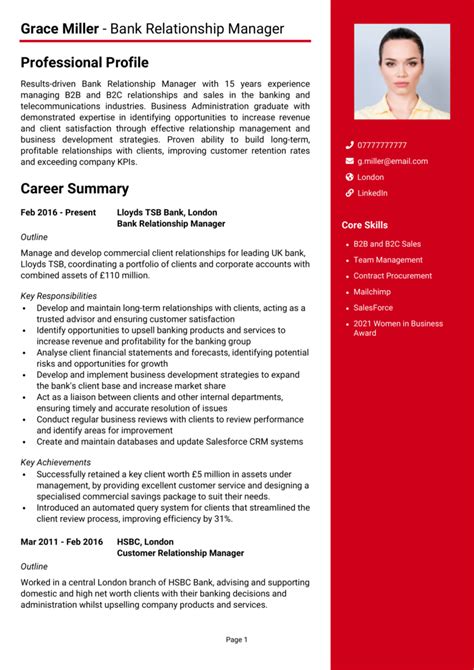 Bank Relationship Manager Cv Example And Guide Win Jobs