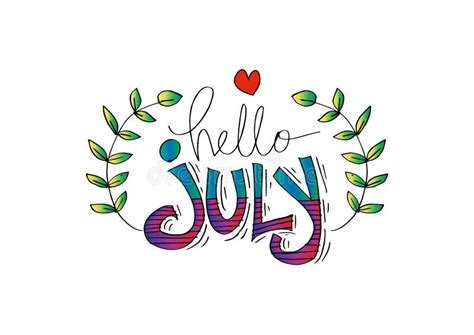 Hello July Greeting Card Stock Vector Illustration Of Laurel 119228163