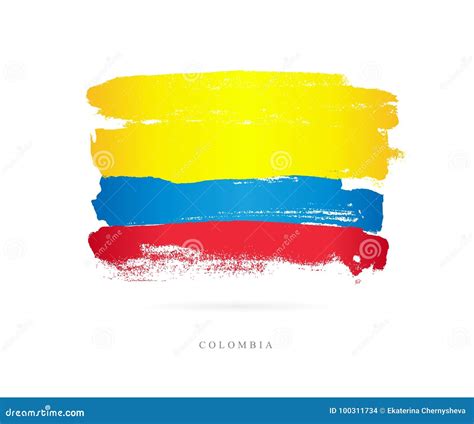 Flag Of Colombia Brush Strokes Stock Vector Illustration Of Latin