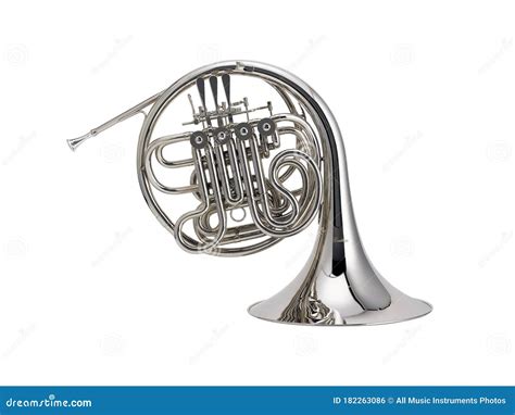 Nickel French Horn Horn Brass Music Instrument Isolated On White