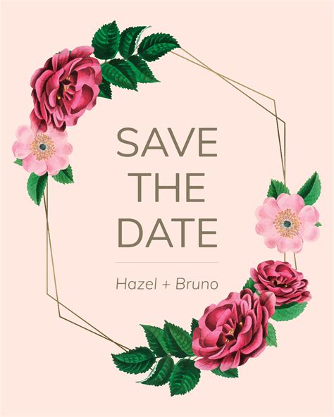 Save The Date With Floral Frame Vector Download Free Vectors Clipart