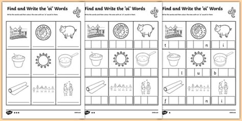 10 activities / worksheets including Oi Worksheet - oi Words Differentiated Activity Sheet Pack