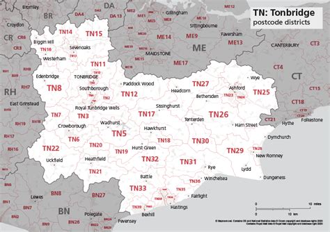 Map Of Tn Postcode Districts Tonbridge Maproom