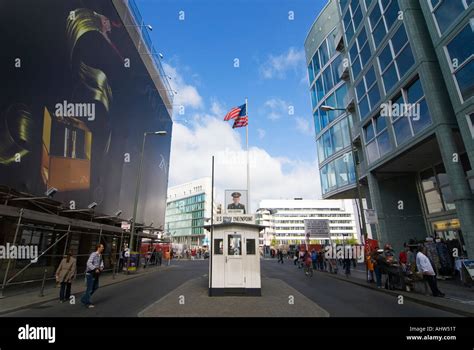 Horizontal Wide Angle Of Checkpoint Charlie The Infamous Border