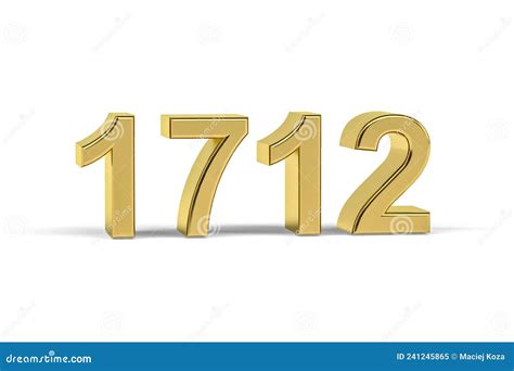 Golden 3d Number 1712 Year 1712 Isolated On White Background Stock