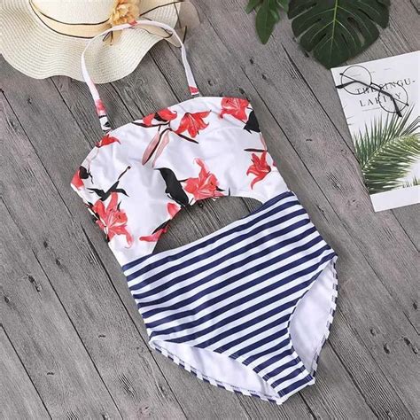 Minimalism Le 2018 Print Sexy Swimwear Bikini Sets Floral Swimsuit