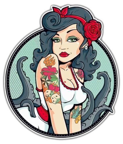 Pin Up Girl Hot Rat Rod Stickers Vintage Classic Car Decals Sexy Retro