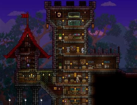 Originally, this was my base and all my crafting stations were in the roots, but i moved out once hardmode started. 1.3 With OBB/Data Free Craft Items | Terraria house ideas ...