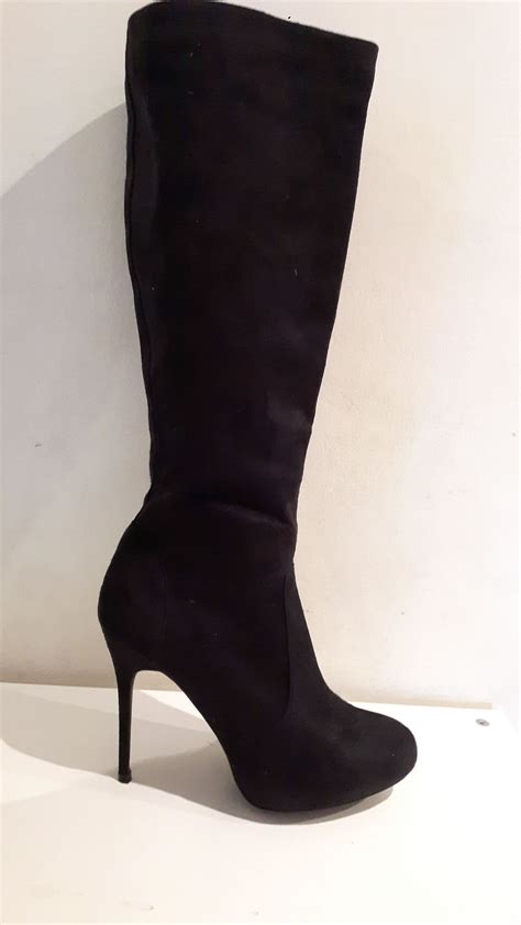 New Look Brandi Black Stiletto Heeled Knee Boots Size 9 UK 11 US