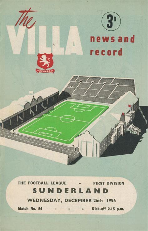 Aston Villa V Sunderland 1956 57 Football Programme Football