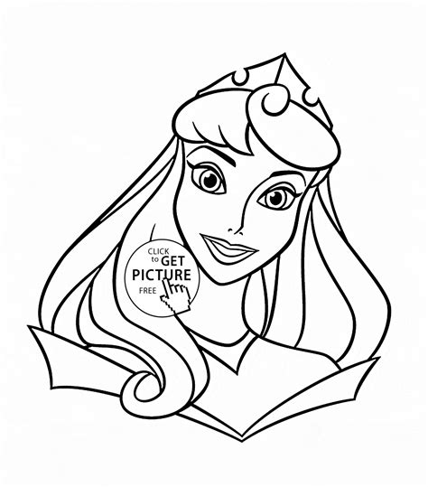 Princess Aurora Face Coloring Page For Kids Disney Princess