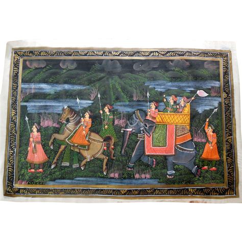 Antique Paintings On Silk From India A Pair Sna Treasures Ruby Lane