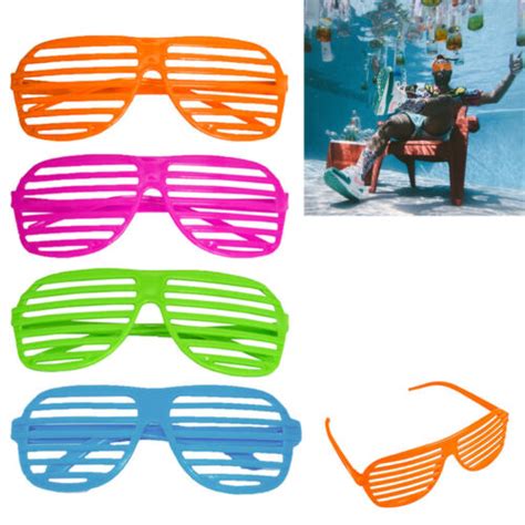 4 pack novelty place neon color party shutter glasses slotted shading sunglasses 7795735262337
