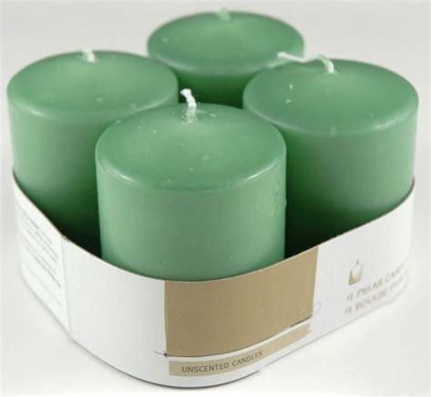Unscented Pillar Candles Green 3in Pack Of 4 Floating Candles Taper