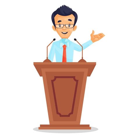Premium Vector Cartoon Illustration Of The Man Giving Speech