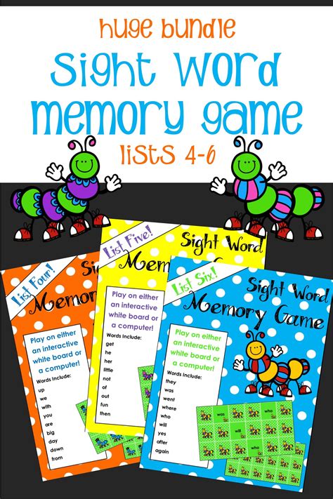 Sight Word Matching Game Bundle 2 For Whiteboard Or Computer