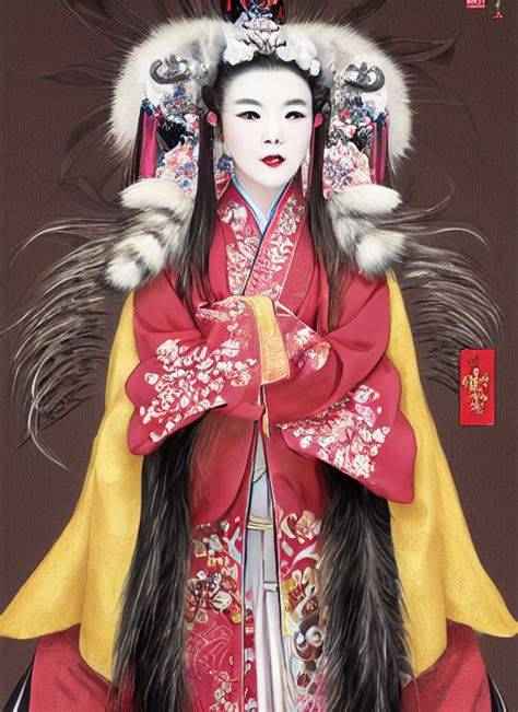 Krea Ai Full Body Portrait Of A Female Kitsune Peking Oper