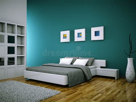 Modern Bedroom With King Size Bed And Modern Decor Stock Illustration