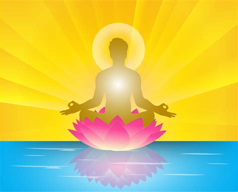 Meditation Yoga With Human Silhouette On Lotus Flower 9843731 Vector