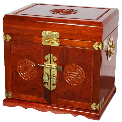 Rosewood Oriental Jewelry Box With Five Drawers Ebay