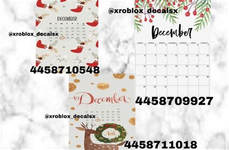 Roblox Decals Calendar Decal Christmas Decals Bloxburg Decal Codes