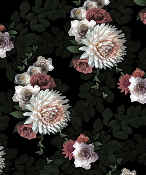 Dark Flowers Wallpaper Pattern Jonte Coahoc
