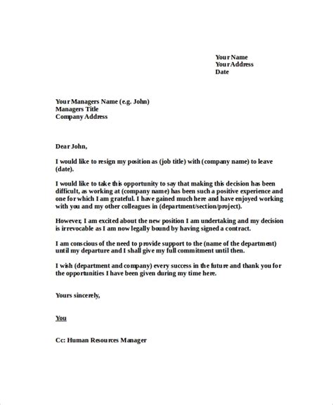 Free 4 Sample Resignation Letter Templates In Ms Word Pdf