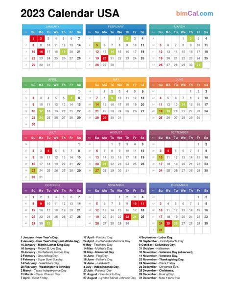 Holiday Calendar For 2023 Calendar 2023 With Federal Holidays