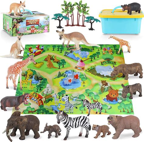 Toy Animals For Toddlers Zoo Animals Figures Playset With Activity Play