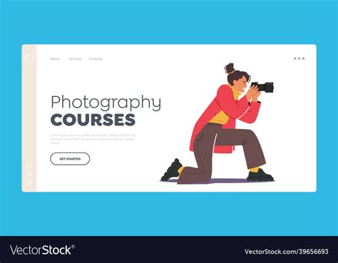 Photography Courses Landing Page Template Female Vector Image