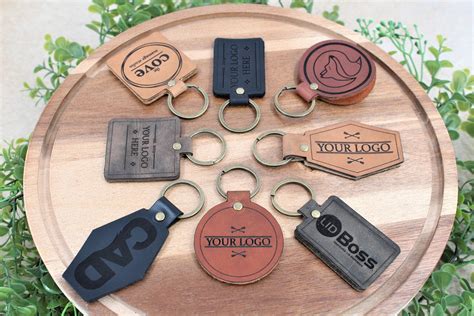 Personalized Leather Keychain Custom Logo Engraved Leather Etsy