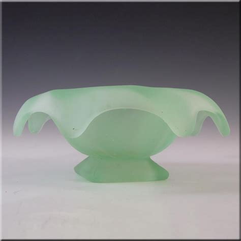 bagley 3061 art deco frosted green glass equinox posy bowl green glass art deco glass