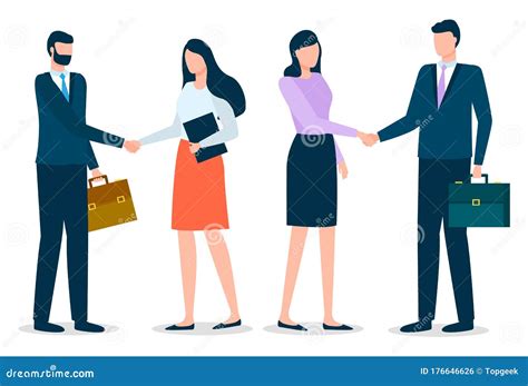 Man And Woman Corporate And Handshake Deal Vector Stock Vector