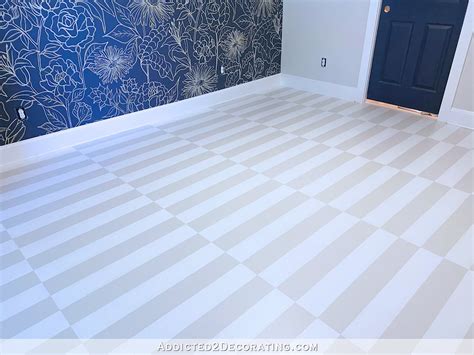 Diy Painted Hardwood Floor Offset Striped Design Finished