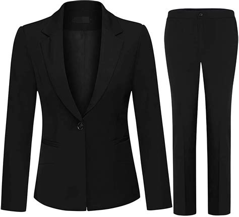 Yunclos Womens 2 Piece Office Lady Business Suit Set Slim Fit Blazer