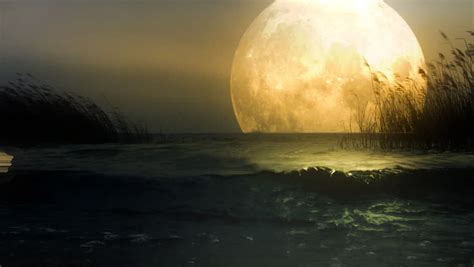 Huge Fantastic Moon Reflecting In Stock Footage Video 100 Royalty