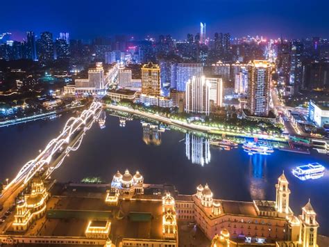 Premium Photo Largeformat Aerial Photography Of Fuzhou City Night Scene