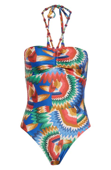 Farm Chevron Toucans Halter Neck One Piece Swimsuit Editorialist